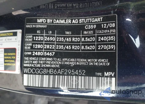 2010 Mercedes-Benz Glk 350 4Matic из США, поврежденный, VIN WDCGG8HB6AF295452